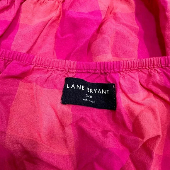 Lane Bryant Classic Crop Off-The-Shoulder Top Pink Buffalo Check Sz 26/28 - Picture 5 of 8